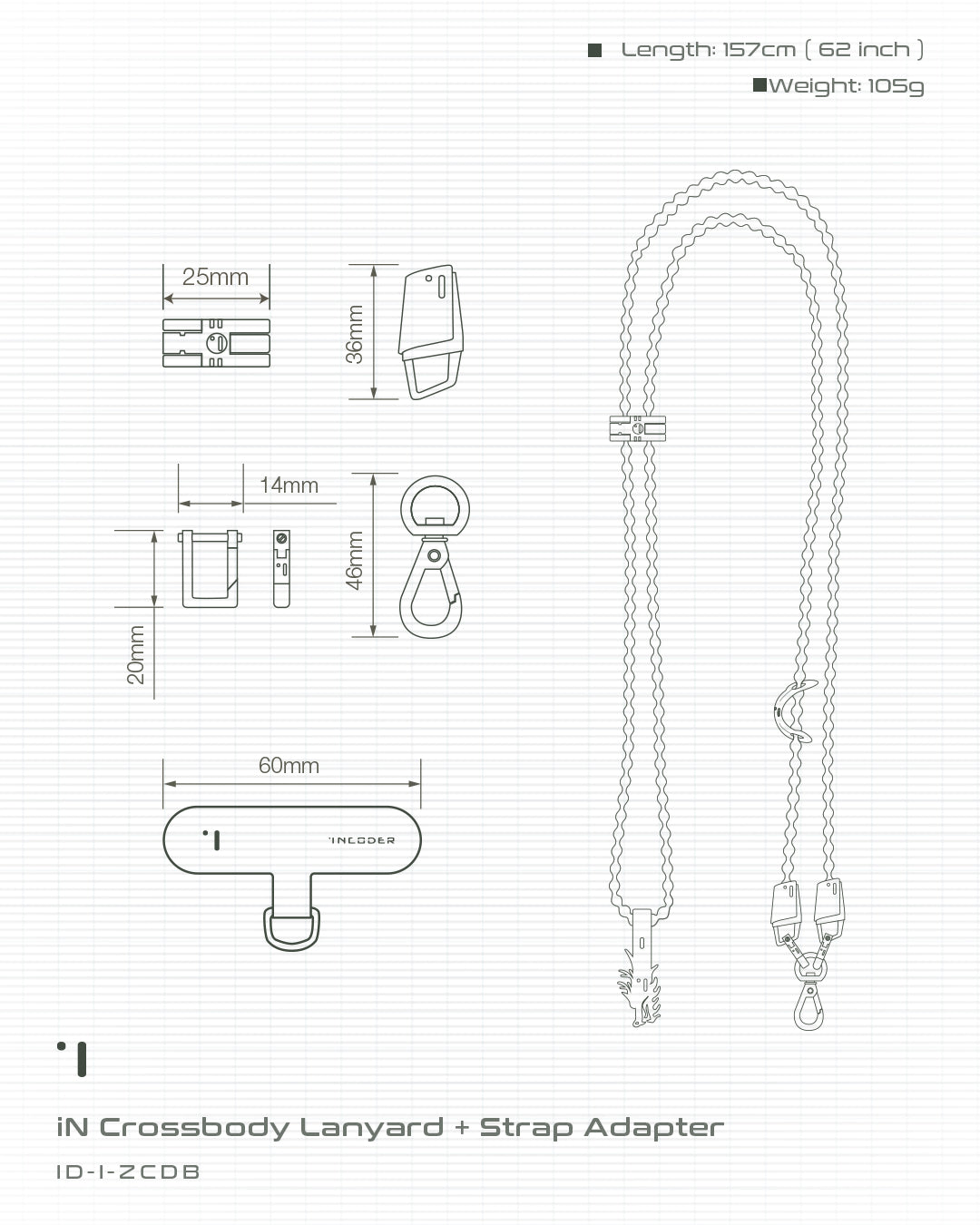 iN Crossbody Lanyard + Strap Adapter [Dragon blood]