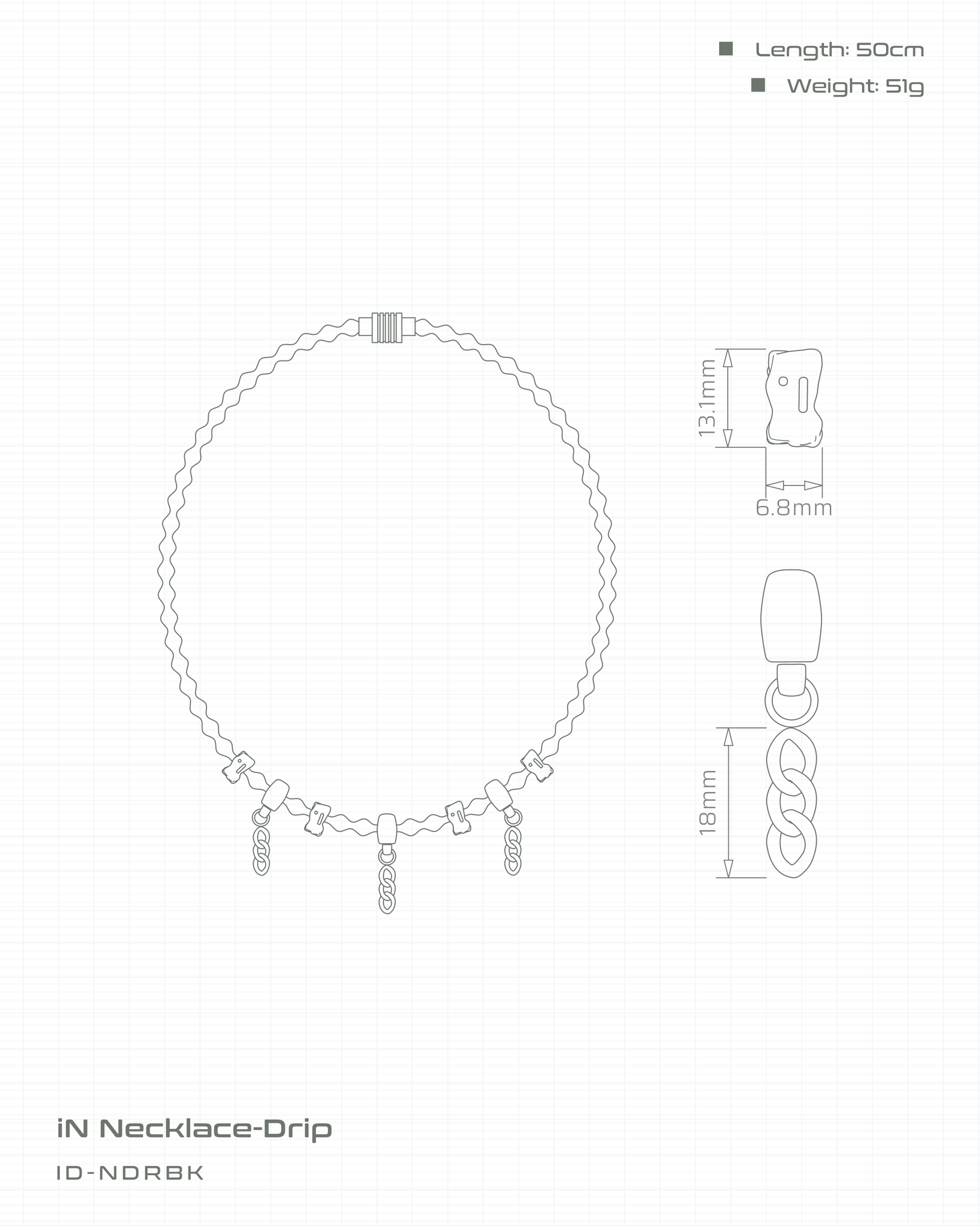 iN Necklace-Drip 液化項鍊 尺寸圖