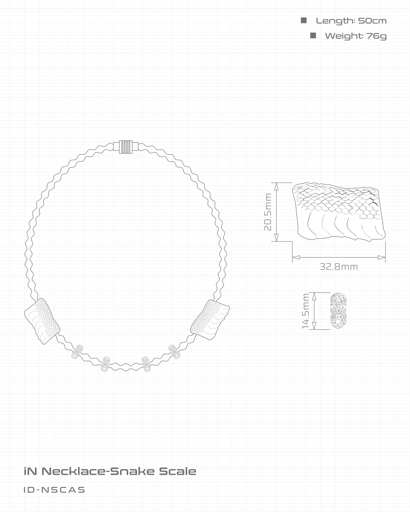 iN Necklace-Snake Scale 蛇紋項鍊 尺寸圖